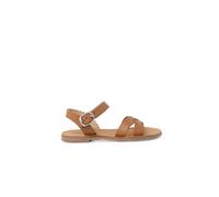 Sandale Fille Croisée Cuir Lisse Couleur Cuir 32
