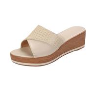 Sandale Grande Taille Femme - Grande Taille Motif Bouche De Poisson Pantoufles à Semelles éPaisses pour Les Femmes FrontièRe DéContracté VêTements Chauds Pantoufles à Talons CompenséS