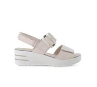 Sandale Kiss en Daim Beige avec Talon compensé et Grande Boucle 019227q 38