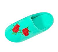 Sandale Les Petites Femme Chaussures Noires Femme Pantoufles d'intérieur antidérapantes en Coton à Semelles Souples brodées New pour Femmes Pantoufles Femme Hiver Pas Cher Claquette Femme (Green, 39)