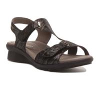 Sandale MEPHISTO Paris en cuir noir pour femme - Lanière crochet et boucle - Semelle Soft-Air antidérapante 41