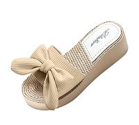 Sandale Orthopedique Chaussures d'été Femme Bow Fashion Sandals Pantoufles de Plage Casual et Summer Spring Pantoufles Pour Femmes Sandale Plage Femme Chaussures Compensées (Beige 40)