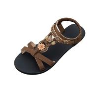 Sandale Orthopédique Femme Été Bohême Chaussures Élégantes Bout Ouvert Élastique Sangle Strass Sandales Confortables Léger avec Support Plates Orthopédiques Chaussures