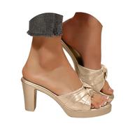 Sandale Orthopedique Femme Mules Pantoufles Large Pantoufle Décontracté Chaussures D'été Sandales Confortables à Bout Ouvert Chausson Claquette Chaussures de Randonnée Pour Plage Vacances (Gold, 36)