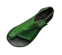 Sandale Plate Femme Chaussure Ete Chic Confortable Sandales pour Femmes,Nouvelle Printemps Et Été,Tendance,Décontractées,Confortables,Couleur Unie,Sandale de Marche Femme Sandales (Green,41)