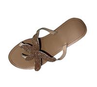 Sandale Plate Femme Confort Chaussure Été Femmes Été Rétro Étoile À Cinq Branches Pince Orteil Chaussures de Plage Plat Pantoufles Décontractées Claquette Femme Confortable Sandales (Rose Gold,42)