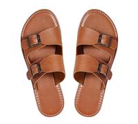 Sandale Plate Femme Confort Chaussures Été Femme Sandales D'Été Surdimensionnées À Talons Plats Avec Boucle Et Sangle D'Orteil pour Femmes Chaussures Piscine Chaussure Confortable (Brown,39)