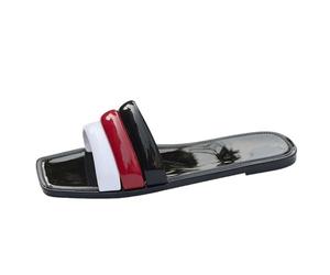 Sandale Plate Femme Confort Sandales Pieds Larges Women'S Summer Sandals Flat Square Head Comfortable And Lightweight Outdoor Wear Beach Vacation Large Size Sabot de Jardin Femme Sandale (Black,36)