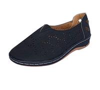 Sandale Plate Femme Confortable Chaussure Ete Chic Hollow Slip-On Summer Open Respirable Single Shoes Out Flat Toe Femmes Sandales pour Femmes Chaussure Confort Femme Sandales Talon Été (Black,41)