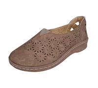 Sandale Plate Femme Confortable Chaussure Ete Chic Hollow Slip-On Summer Open Respirable Single Shoes Out Flat Toe Femmes Sandales pour Femmes Chaussure Confort Femme Sandales Talon Été (Khaki,41)