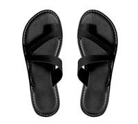 Sandale Plate Femme Pieds Larges Sandales Été Ensemble D'Orteils D'Été pour Femmes,Sangle À Talon Plat,Grandes Pantoufles Fraîches Sabot Jardin Sandales Orthopédiques Femme (Black,36)