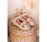 Sandale plate pour femme avec broderie multicolore | GARBET 35