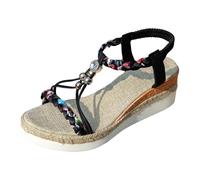 Sandale Plate Sandales Compensées Femme Été Vadrouille Cool Brodée À Fond Épais Pour Femmes Sandales Compensées Femme Avec Bande Croisée Pantoufles Été Anatomiques Confortables Fabriqué En Italie