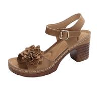 Sandale Plateforme Femme,Chaussures Femme Mode,Été Solide Fleurs Boucle Décontracté Bout Talons Carrés Plage Mules Bout Ouvert Grande Adhérence Marcher,Tongs Sangle Coussinée Liège Quotidien