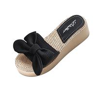 Sandale Plateforme Femme Pieds Larges Chaussures Bow Fashion Sandals Pantoufles de Plage Casual Et Summer Spring Pantoufles pour Femmes Chaussures Femmes Sandales Randonnée Femme (Black,40)