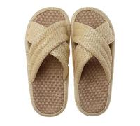 Sandale So Comfy Modèle Viktoria Pantoufles en Lin et Coton Respirantes, Antidérapantes, Ouvertes, Pour Femmes et Hommes, Idéales pour Toutes Saisons, Chaussures de Maison