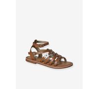 Sandale spartiate fille cuir à boucles camel 25