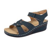 Sandale TaIon Femme Sandales Compensées Femme Été Confortable Décontracté Tongs Orthopédiques Fleur Sandales Femmes Été Confortable Marche Confortables Orthopédique Confort Chaussures (Navy, 39)