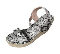 Sandales à boucle inclinée pour femme - Taille du talon - Grande ceinture à bout ouvert - Tissage d'été - Sandales compensées pour femme - Sandales de randonnée pour femme, blanc, 38.5 EU