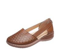 Sandales à bout fermé pour femme - Espadrilles en maille ajourée et respirante - Sandales de marche compensées à tête ronde - Coupe large - Sandales plates pour femme - Fond souple - Chaussures