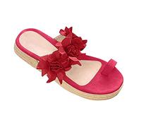Sandales à Bout fermé pour Femmes, décontractées, été, ajourées, Vintage, Sandales compensées, Gladiateur, Chaussures d'extérieur, Rouge, US10/EU42
