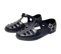 Sandales à bout fermé pour homme - Semelle plate rétro en plastique creux - Sandales d'été de plage imperméables antidérapantes avec boucle de cheville réglable - Respirantes et durables - Sandales de