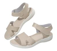 Sandales à bout ouvert et arrondi pour femme - Sandales décontractées à plateforme - Sandales d'été respirantes et confortables - Coupe large - Chaussures de marche antidérapantes, Wh2., 5.5 UK