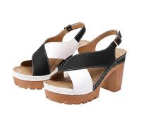 Sandales à bout ouvert pour femme à talon bloc, sandales compensées avec sangles épaisses à semelles, pantoufles compensées imperméables à séchage rapide, chaussures de marche confortables et