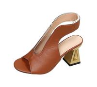 Sandales à bout ouvert pour l'été, avec un design moderne de bride entre les orteils, un talon haut élégant et une semelle plateforme confortable. (Brown, 39)