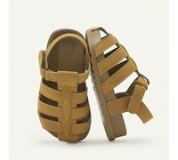 Sandales à bout ouvert, souples, polyvalentes et de mode décontractée pour les tout-petits garçons, avec boucle marron, été EUR21,EUR22,EUR23,EUR24,EUR25,EUR26,EUR27Géométrique,Unicolore