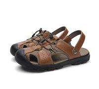 Sandales à bouts fermés pour hommes - Randonnée et de trekking en cuir respirantes avec fermeture à cordon élastique réglable et semelle robuste idéales pour la plage les voyages et le trekking 38-50
