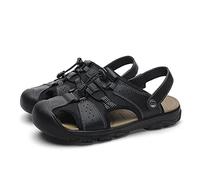 Sandales à bouts fermés pour hommes - Randonnée et de trekking en cuir respirantes avec fermeture à cordon élastique réglable et semelle robuste idéales pour la plage les voyages et le trekking 38-50