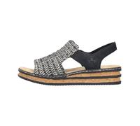 Sandales à Élastique - RIEKER - Palmas - Noir - Compensé - Femme - Confort Exceptionnel 38