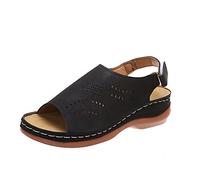 Sandales À Enfiler À Talons Compensés et À Bouts Ouverts pour Femmes Pantoufles À Plateforme pour Femmes Mules D'été À La Bouche de Poisson Chaussures,Noir,US6/EU37