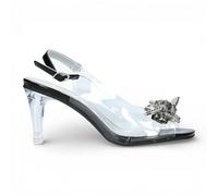 Sandales à enfiler Laura Vita Mira 01 noires transparentes, style Cendrillon, à talon aiguille et bride cheville.