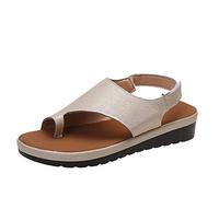 Sandales à glissière pour Femmes, correcteur d'orteils à Clip, Oignon, curseurs compensés Confortables, Coupe Large, Pantoufles de Plage d'été, doré, US6/EU37