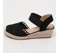 Sandales À Plateforme Compensée En Espadrille À Bout Fermé Pour Femmes Avec Quatre Fleurs Et Garniture En Dentelle EUR36,EUR37,EUR38,EUR39,EUR40,EUR41,EUR42UnicoloreÉtoffe