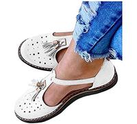 Sandales à Plateforme Compensées pour Femmes Chaussures Plates Sandales à Glands de Mode Confortables Bout Fermé Talon Plat Bride à la Cheville Sandales Dames Plage Espadrilles