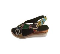 Sandales à plateforme élégantes pour femme - Chaussures de plage - Imprimé serpent - Sandales avec semelle extérieure en cuir - Sandales de loisirs avec sangle croisée - Semelle souple et confortable