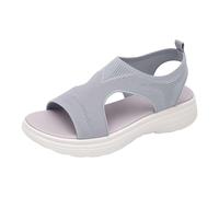 Sandales à plateforme en maille tricotée pour femme - Sangle arrière élastique - Semelle compensée douce et épaisse - Chaussures d'été respirantes pour la vie quotidienne, la marche, la plage, les