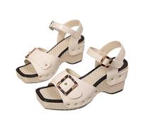 Sandales à plateforme pour femme 55 2025 - Talon bloc épais - Bout carré ouvert - Talons hauts - Boucle - Sangle de cheville - Sandales confortables - Sandales compensées sexy pour femme - Chaussures