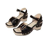Sandales à plateforme pour femme 55 2025 - Talon bloc épais - Bout carré ouvert - Talons hauts - Boucle - Sangle de cheville - Sandales confortables - Sandales compensées sexy pour femme - Chaussures