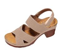 Sandales à plateforme pour femme à talon bloc Peep Toe Sandales compensées légères avec sangle croisée Slingback Talons hauts avec sangle de cheville réglable Sandales confortables pour femme Sandales