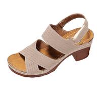 Sandales à plateforme pour femme à talon bloc Peep Toe Sandales compensées légères avec sangle croisée Slingback Talons hauts avec sangle de cheville réglable Sandales confortables pour femme Sandales