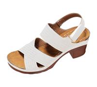 Sandales à plateforme pour femme à talon bloc Peep Toe Sandales compensées légères avec sangle croisée Slingback Talons hauts avec sangle de cheville réglable Sandales confortables pour femme Sandales