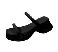 Sandales à plateforme pour femme - Bout ouvert - Talons hauts - Fond épais - Soutien de la voûte plantaire - Tendance - Polyvalente - Décontractée - Chaussures d'été confortables, Noir , 37 EU