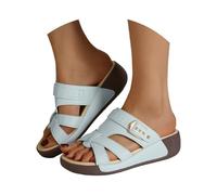 Sandales à plateforme pour femme - Sandales compensées pour femme - Semelles souples - Chaussures d'été tendance - Semelle extérieure en cuir - Sandales compensées antidérapantes - Grandes tailles