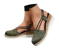 Sandales à plateforme pour femme - Sandales d'été 2025 plates à bout ouvert avec sangle de cheville - Sandales décontractées à lanières - Sandales de plage confortables pour l'extérieur - Taille S