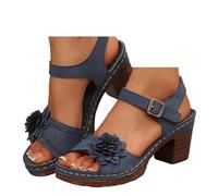 Sandales à plateforme pour femme - Talon compensé - Élégantes - Orthopédiques - Confortables - Style bohème - Élégantes - Avec talon et claquettes