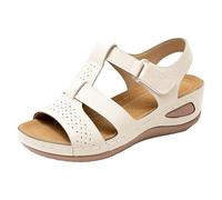 Sandales à plateforme rétro pour femme - Sandales romaines marron - Motif perforé - Sandales de plage élégantes et stables - Sandales d'été respirantes pour l'extérieur, les vacances, les voyages, les